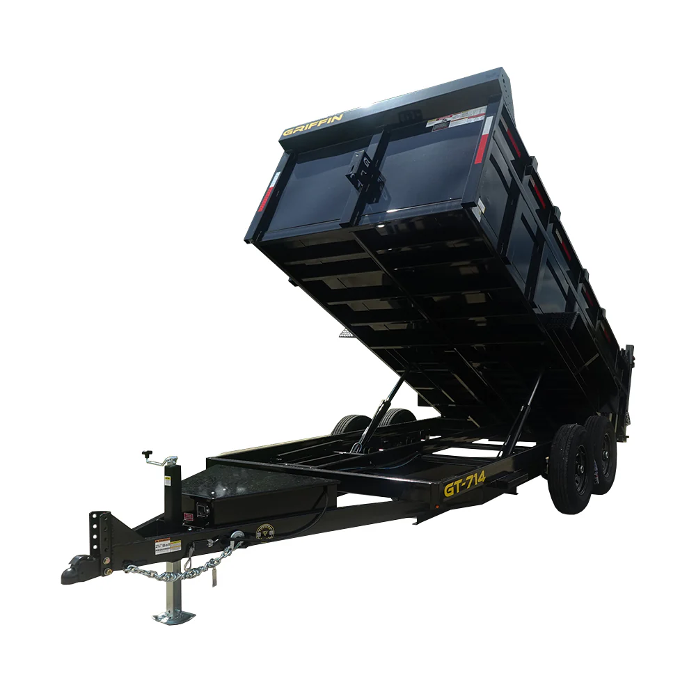 7x14 Hydraulic Dump Trailer 3ft Sides Powder Coated 2-7k Axles GVWR 14K