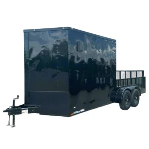 7x18 Black with Blackout Hybrid Enclosed Trailer (2) 7K Axles Storage